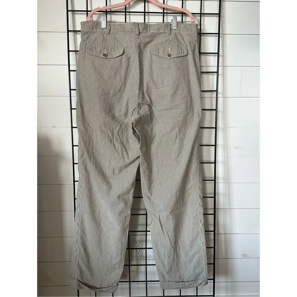 Banana Republic Dress Pants Mens 38 Long Grey Striped Pleated Cuffed Vintage Sus
